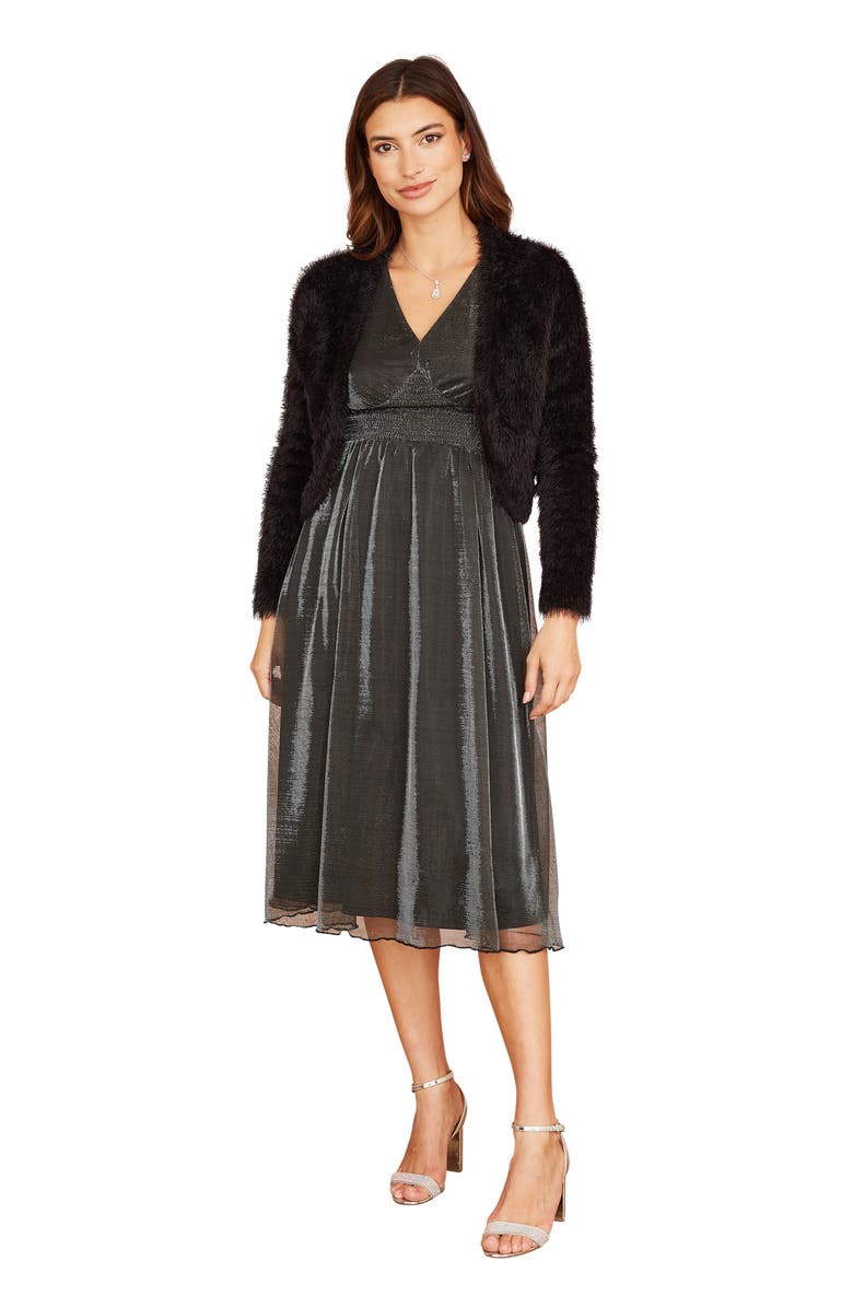 Yumi Eyelash Knit Bolero, Alternate, color, Black