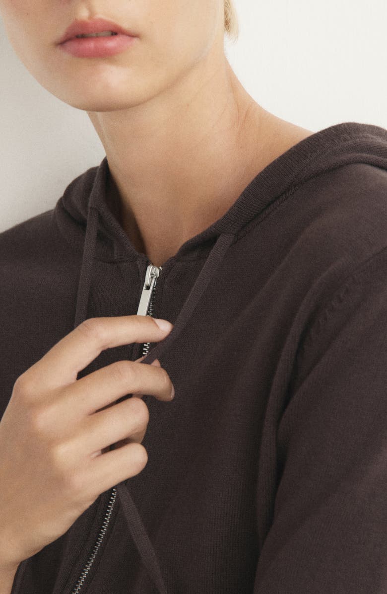 MANGO Front Zip Cardigan Hoodie, Alternate, color, Chocolate