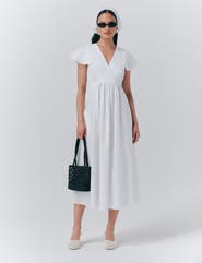 Ghost London Eloise V-Neck Cotton Midi Dress