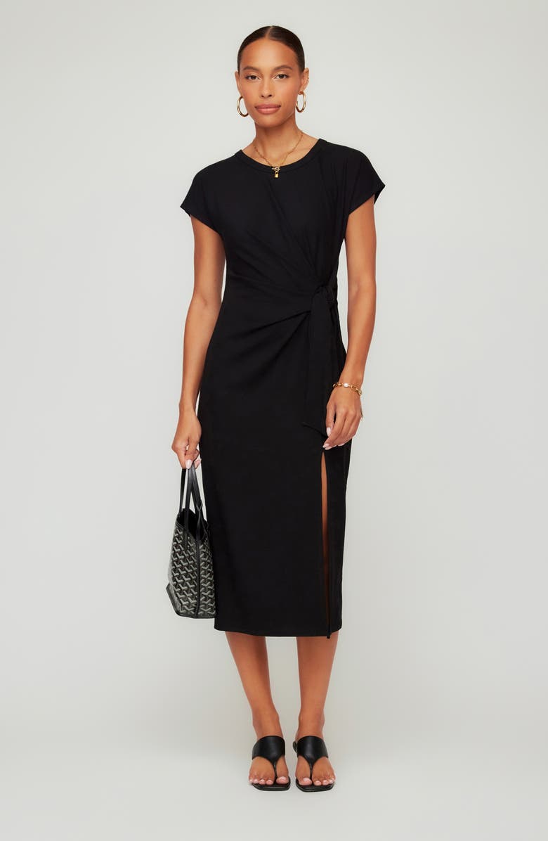 FIFTEEN TWENTY Marisa Side Knot Midi Dress, Alternate, color, Black