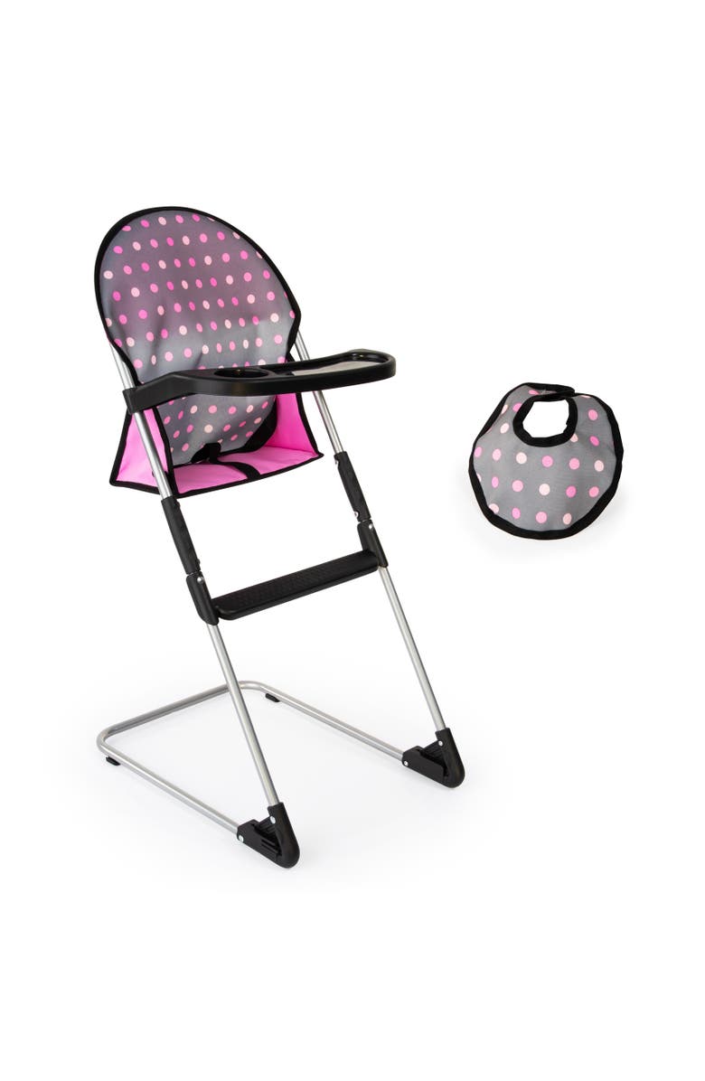 Bayer Doll High Chair Crib Set, Grey, Pink with Dots, Alternate, color, Multicolored