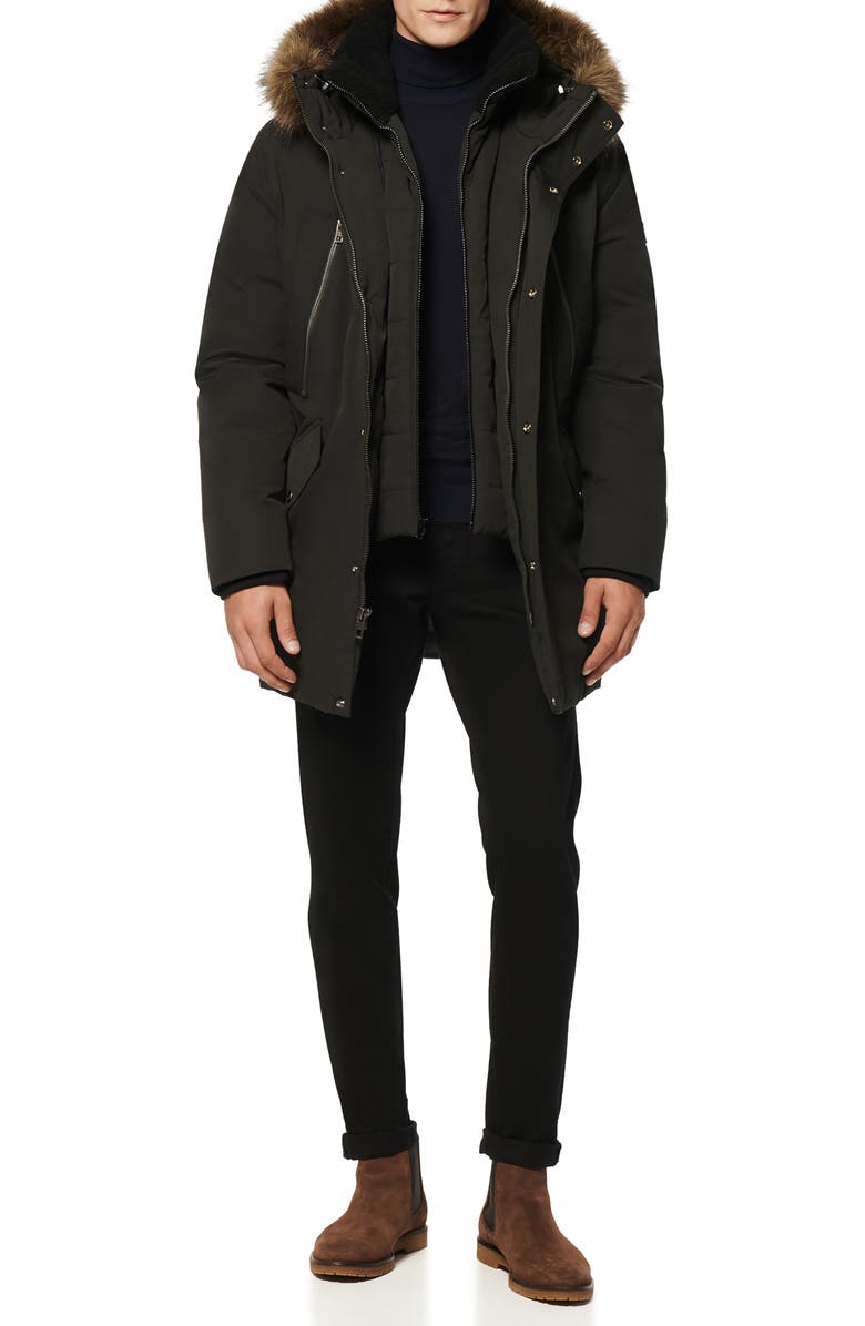 Andrew Marc Ventura Quilted Down Coat with Genuine Shearling & Faux Fur Trim, Alternate, color, 