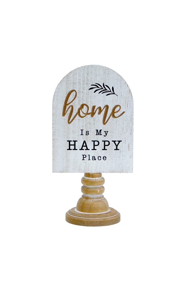 Wood 11.81 in. White Home Table Top Sign, Main, color, White