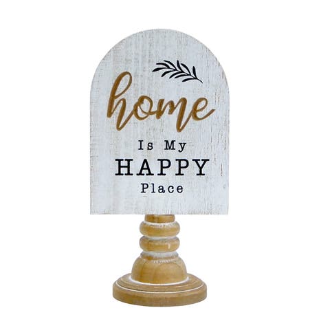 Wood 11.81 in. White Home Table Top Sign