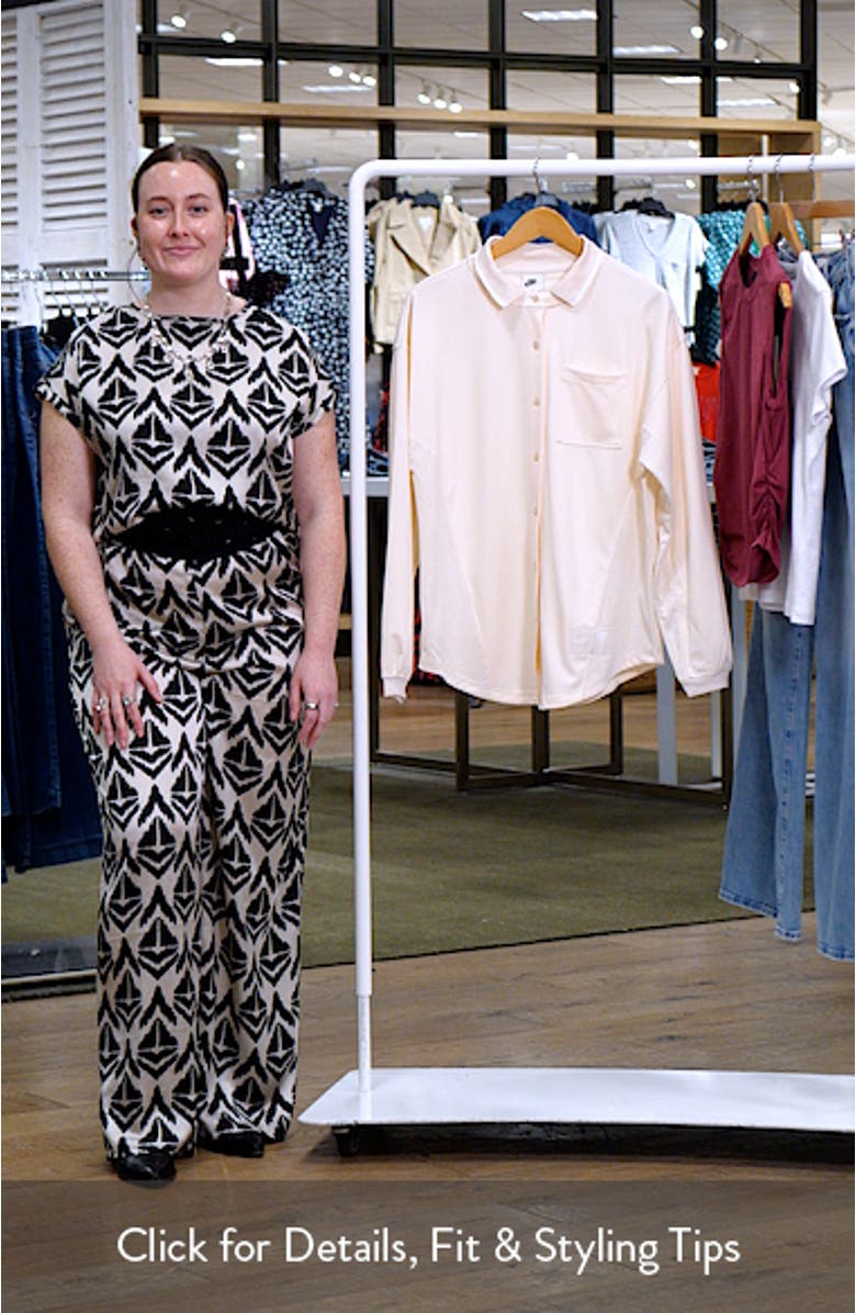 Sportswear Oversize Long Sleeve Jersey Button-Up Shirt, sales video thumbnail