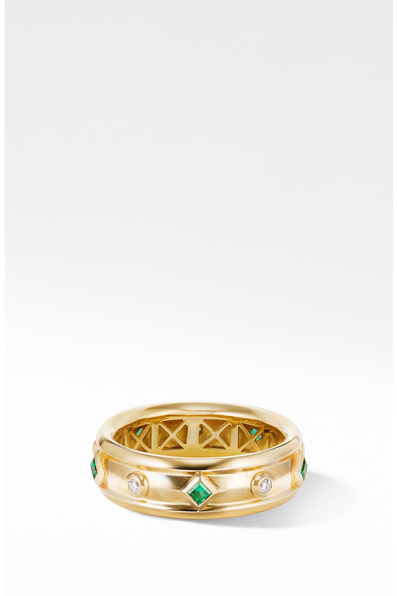 Modern Renaissance Ring in 18K Yellow Gold with Emeralds and Diamonds, Main, color, YELLOW GOLD/ EMERALD