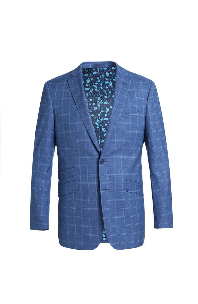English Laundry Blue Plaid Slim Fit Single Breasted Suit, Alternate, color,