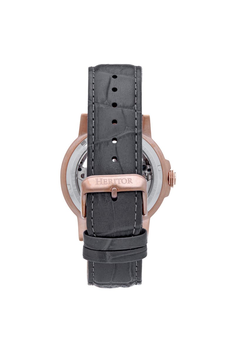 Heritor Automatic Xander Semi-Skeleton Leather-Band Watch, Alternate, color, 