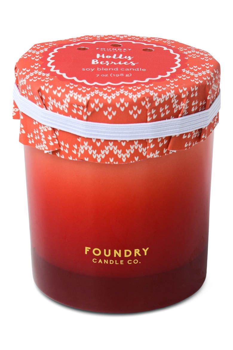 Balsam & Pine Ombre Glass Candle, Main, color, HOLLY BERRIES
