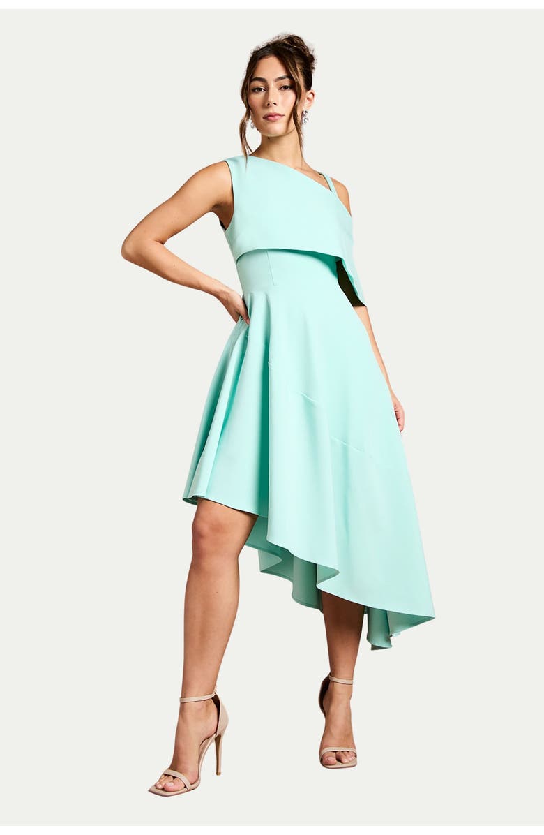 Coast Asymmetric Crepe Midi Dress, Main, color, Aqua