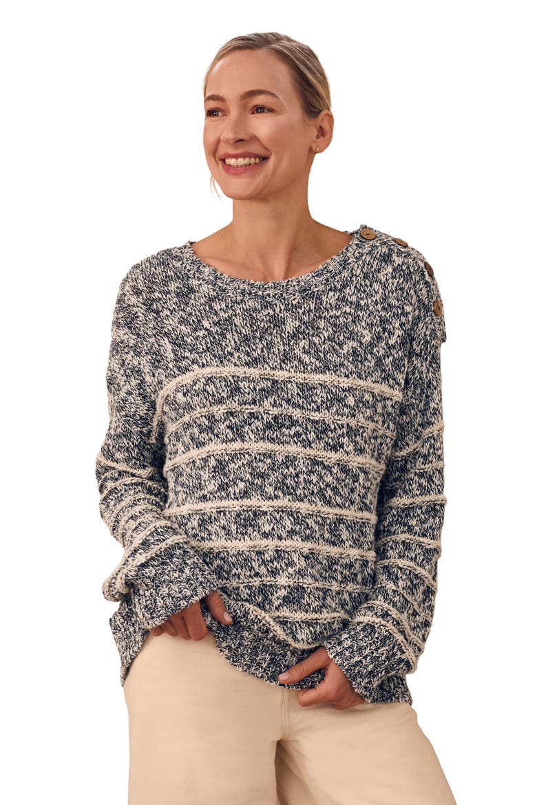 Linen Cotton Breton Sweater, Main, color, Navy Mouline