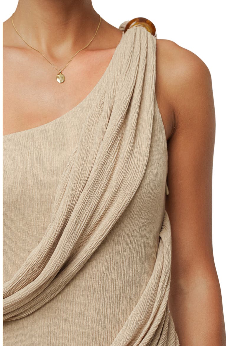 Drape One-Shoulder Gown, Alternate, color, BEIGE