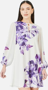 Yumi Keyhole Neck Floral Tunic Dress
