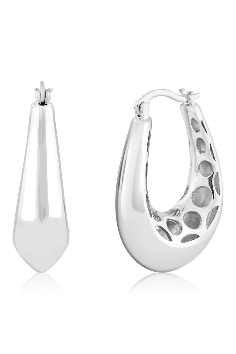 Puffed Polished Hoop Earrings, Main, color, SILVER