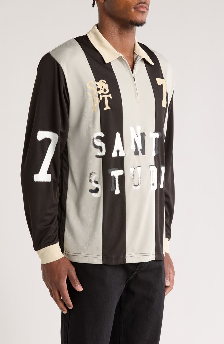 SANTO STUDIO Varsity Quarter Zip Long Sleeve Jersey Polo, Alternate, color, 