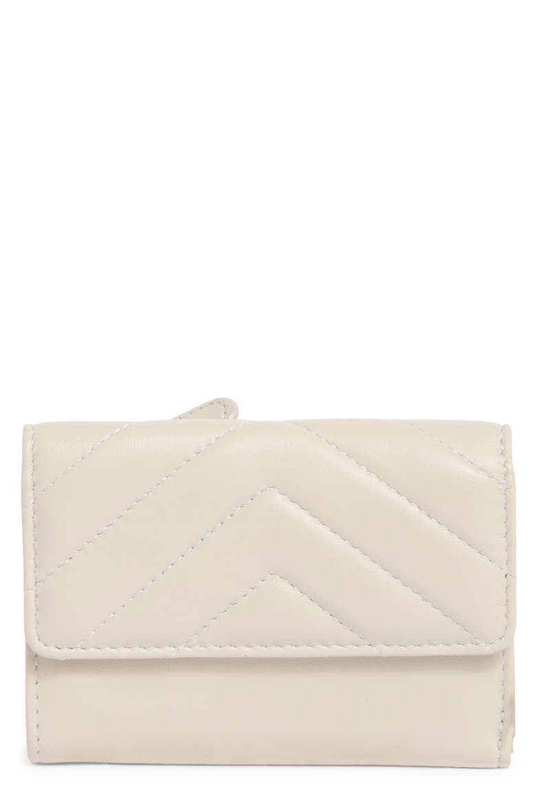 Quilted Trifold Leather Wallet, Main, color, BONE