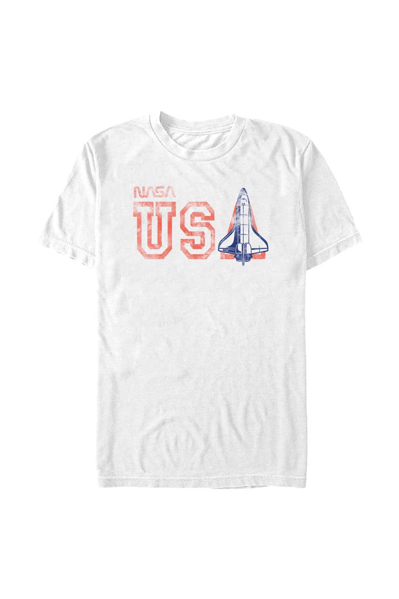 Men's NASA Distressed US Rocket  Graphic T-Shirt, Main, color, White