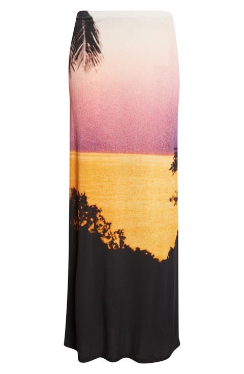 Thunderstorm Print Jersey Maxi Skirt