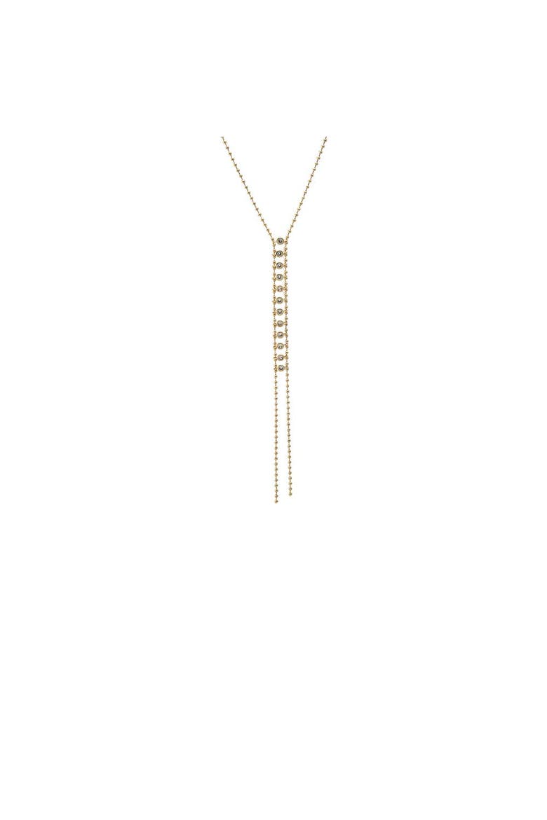Beaded Ball Bezeled Lariat Necklace, Main, color, Gold