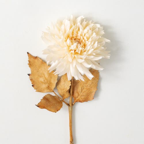 Transpac Sullivan's Dahlia Stem, Cream Faux Floral Stem For Crafting, Weddings, Home And Holiday Dec In Sand