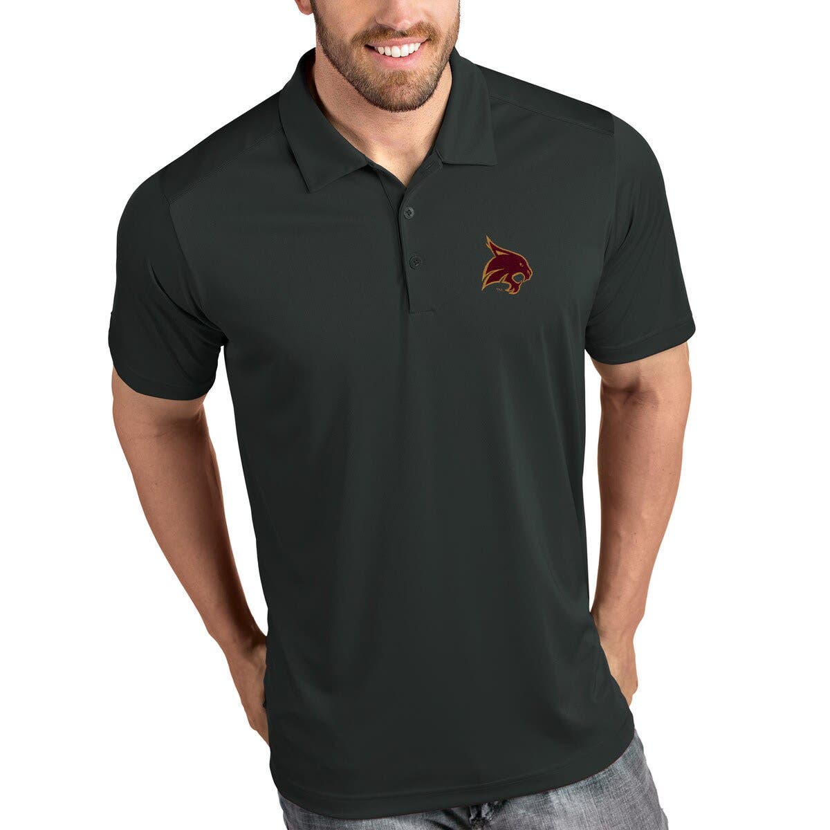 Texas State Bobcats Antigua Tribute Polo - Charcoal - image 2