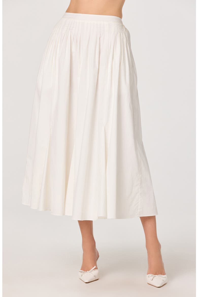 Sidra Pleated Cotton Midi Skirt, Main, color, WHITE