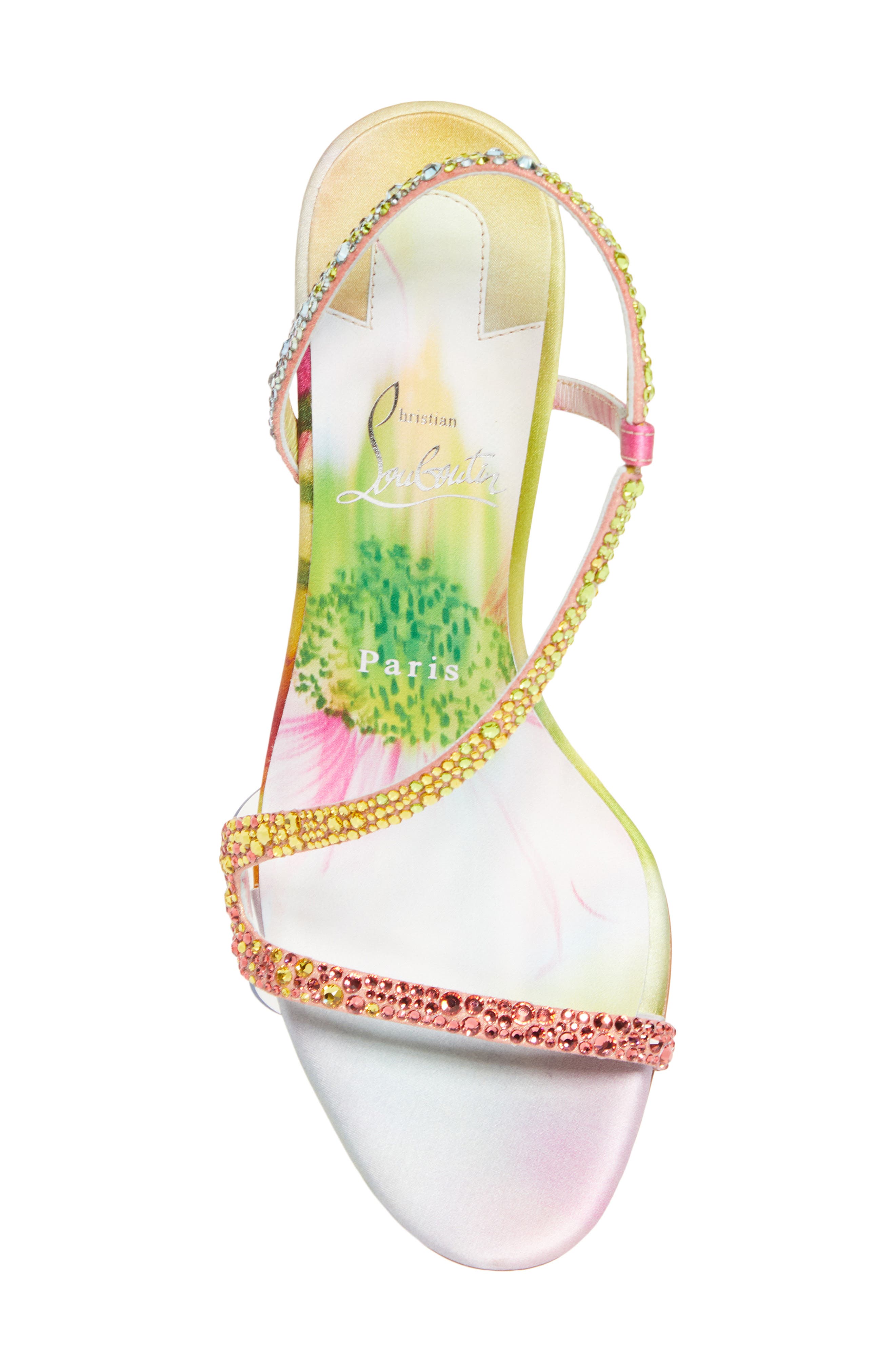 Christian Louboutin Rosa Z Crystal Embellished Slingback Sandal, Alternate, color, Yellow Multi