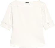 Theory Elbow Sleeve Boat Neck Top