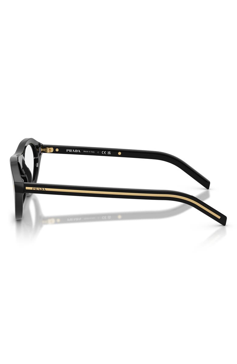 Prada 51mm Irregular Blue Light Blocking Glasses, Alternate, color, Black / Clear Blue Light