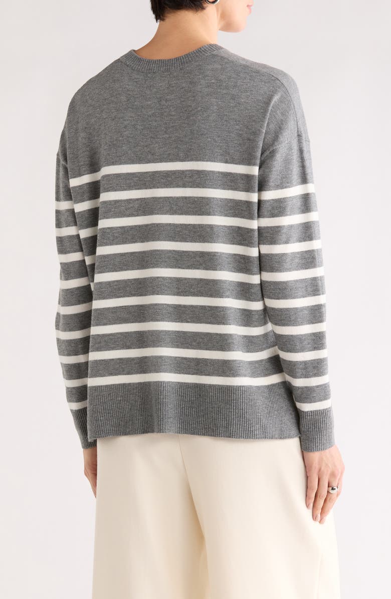 NORDSTROM RACK Stripe Crewneck Sweater, Alternate, color, Grey Dark- Ivory Stripe
