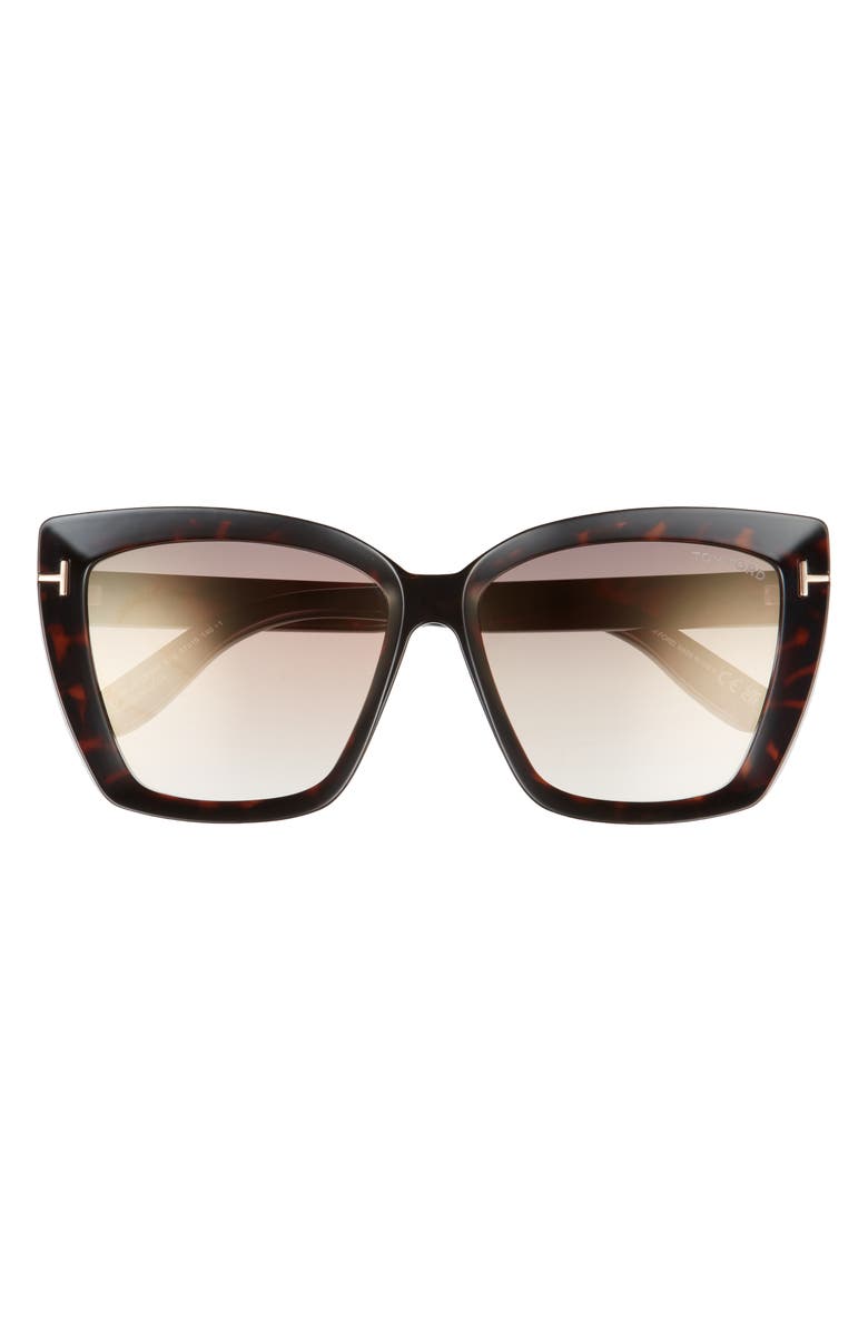 TOM FORD Scarlet-02 57mm Square Sunglasses, Main, color, Dark Havana / Brown Mirror
