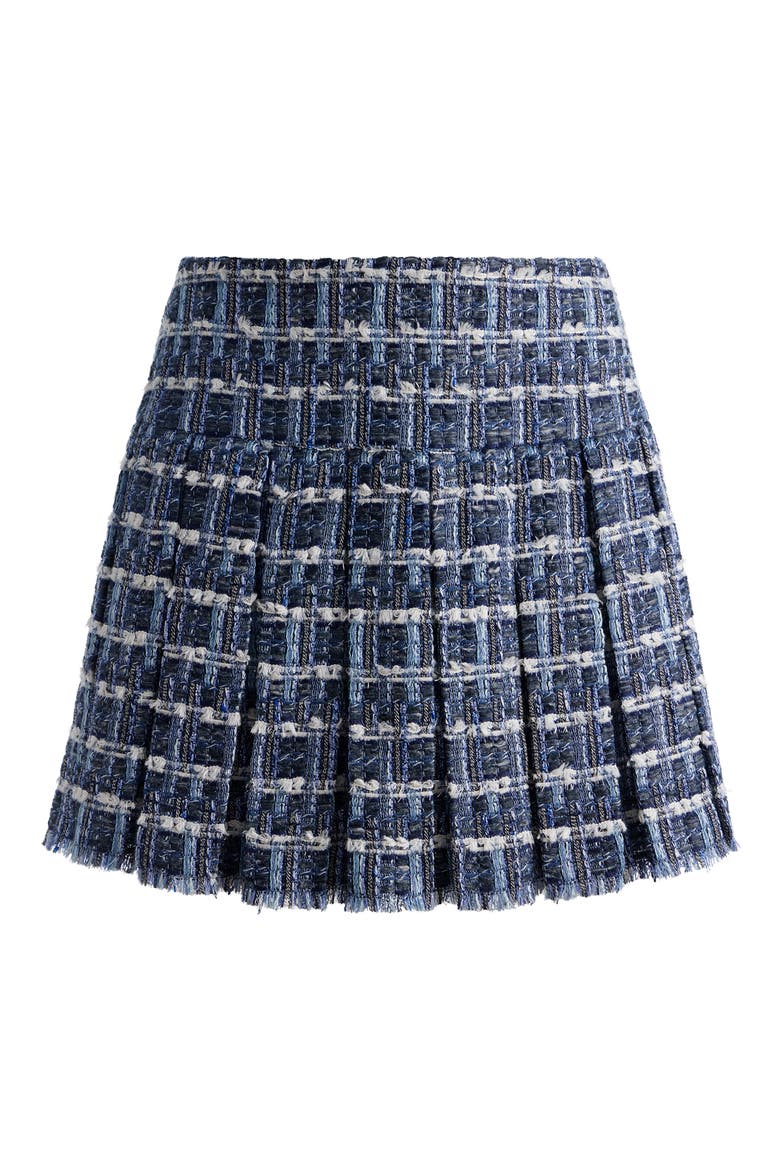 Emilie Tweed Box Pleat Miniskirt, Alternate, color, INDIGO