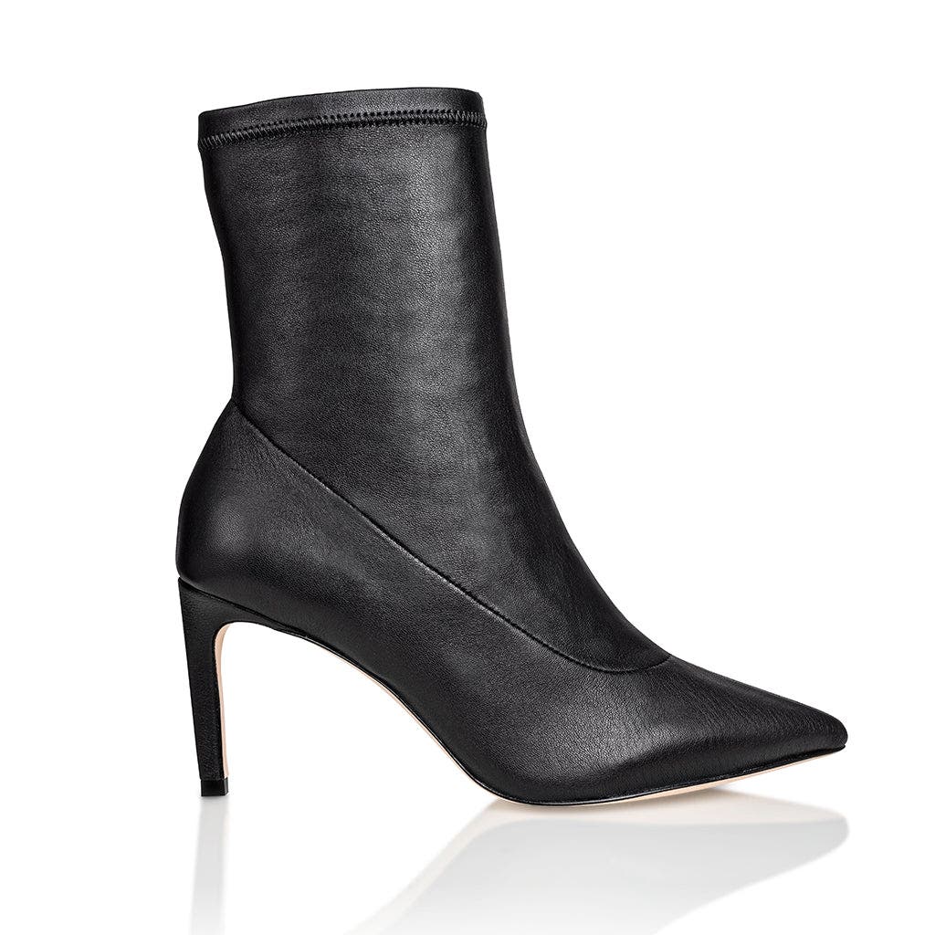 Joan Oloff Shoes Dakota Stretch Dress Bootie with Stiletto Heel, Main, color, Black