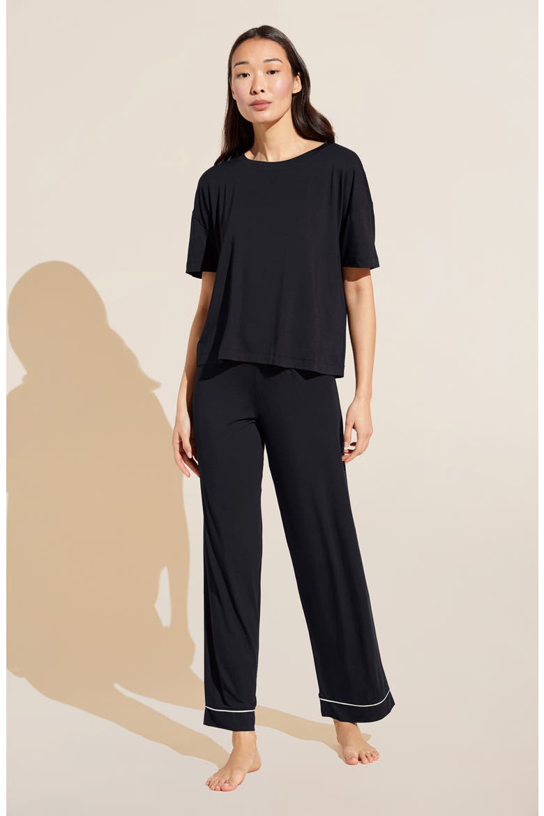 Giselle Stretch Modal Pajama Top, Alternate, color, BLACK