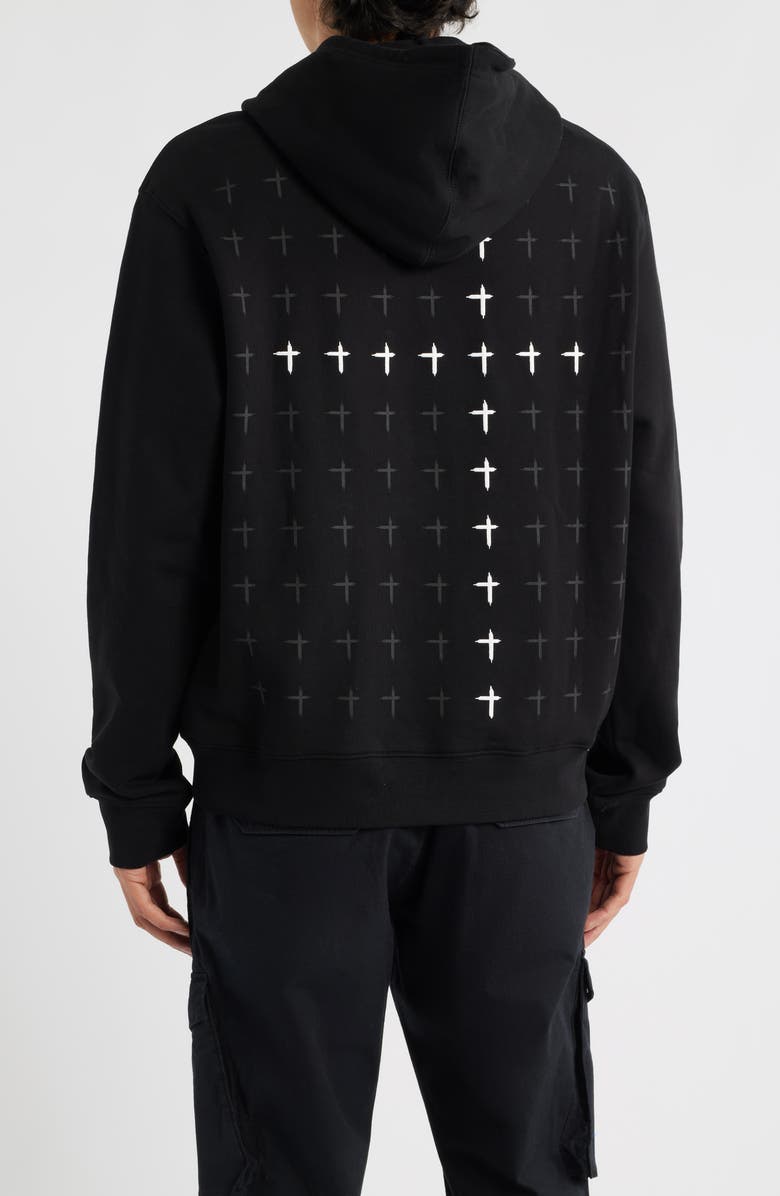 RtA Dion Cross Graphic Hoodie, Alternate, color, Black White Cross