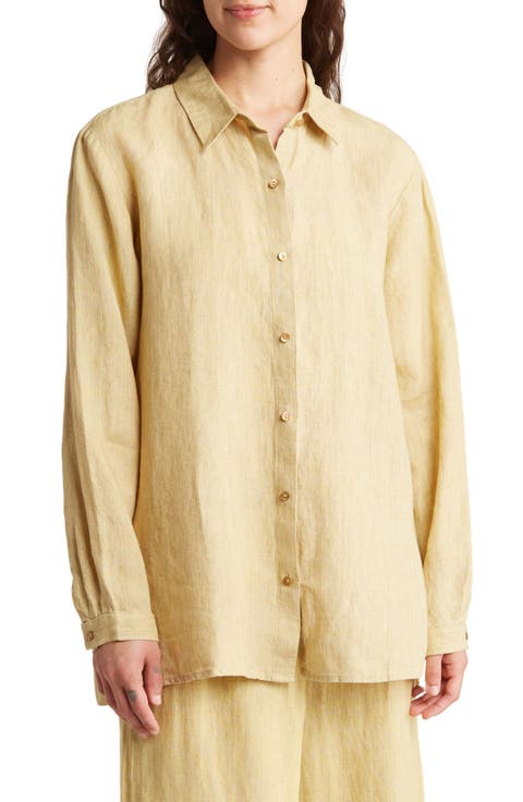 Organic Linen Long Sleeve Button-Up Shirt