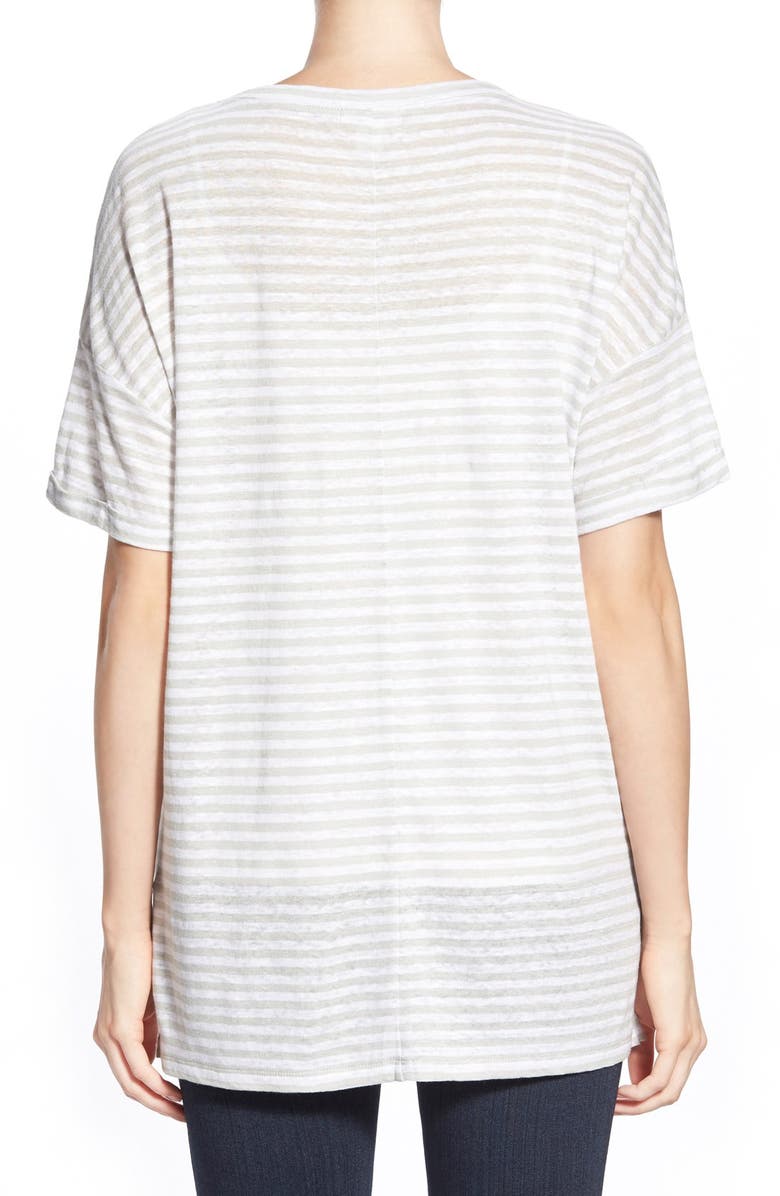 Caslon<sup>®</sup> Cuff Sleeve One-Pocket Stripe Tee, Alternate, color, 