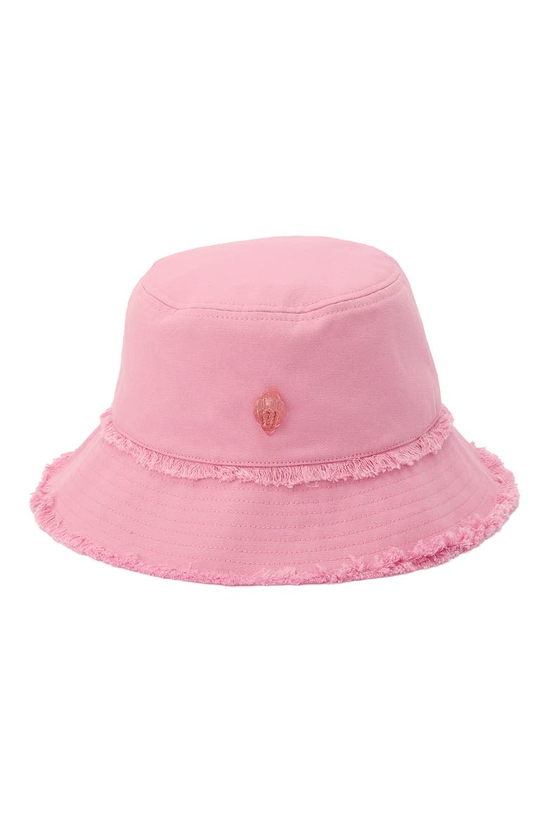 Frayed Edge Cotton Bucket Hat, Alternate, color, PINK