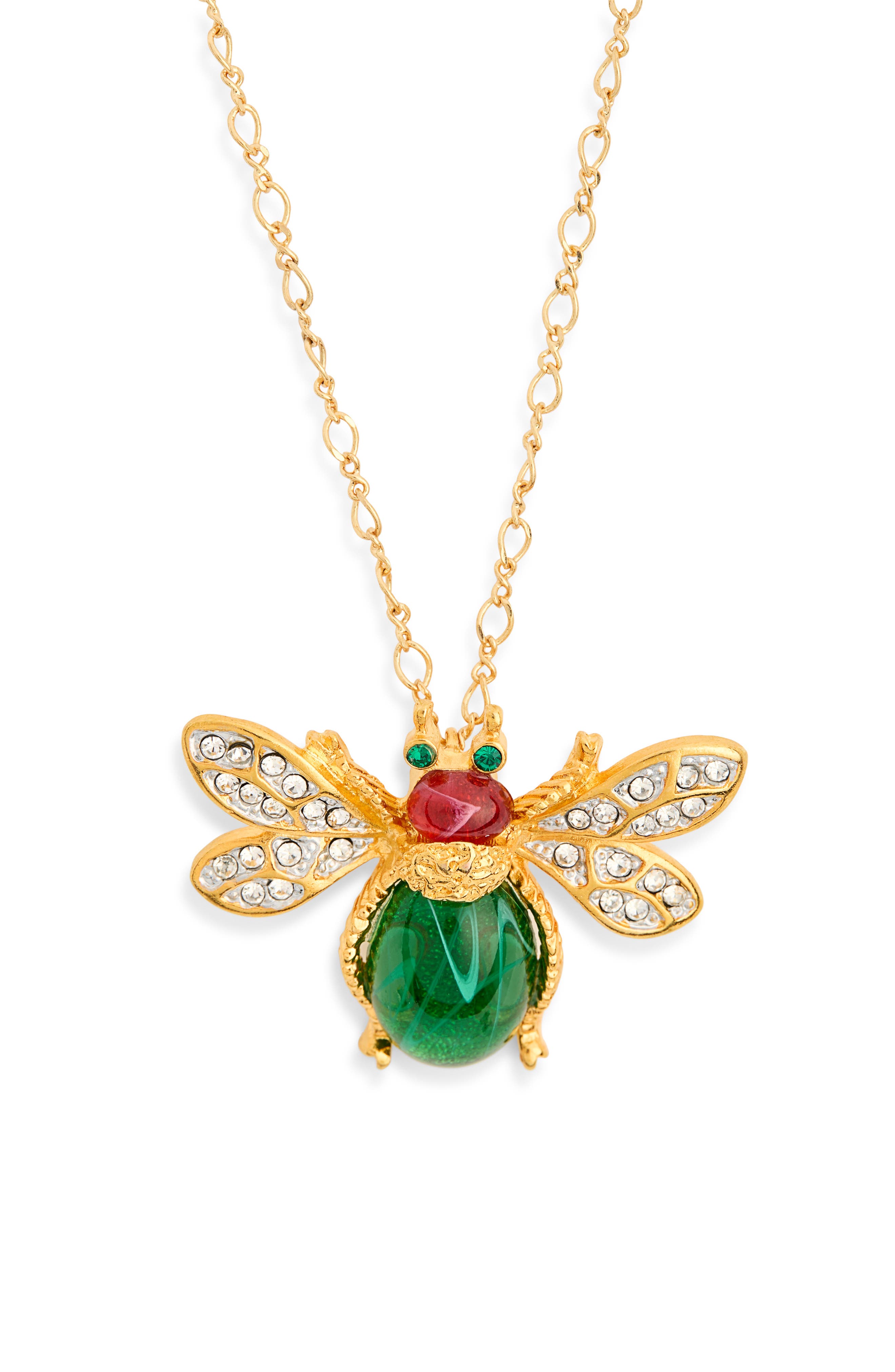 Kenneth Jay Lane Crystal Bee Pendant Necklace