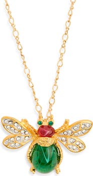 Kenneth Jay Lane Crystal Bee Pendant Necklace