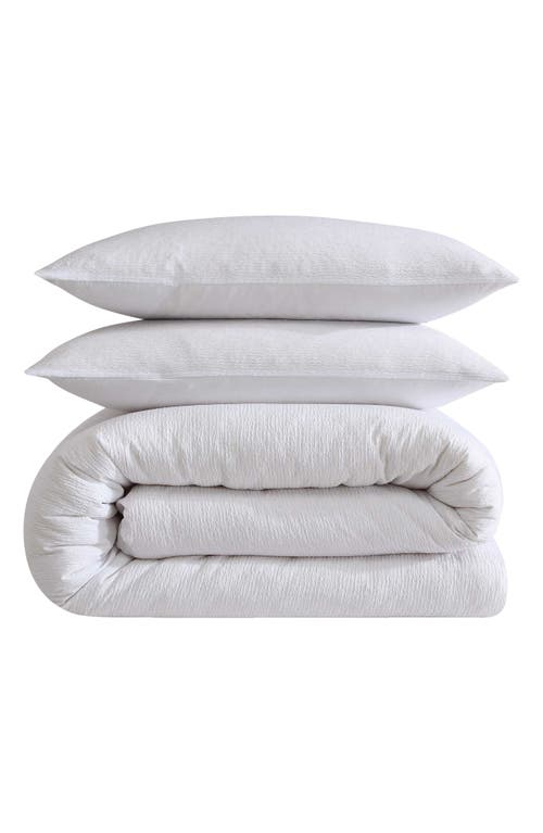 Calvin Klein Seersucker 3 Piece Duvet Cover Set, King In White