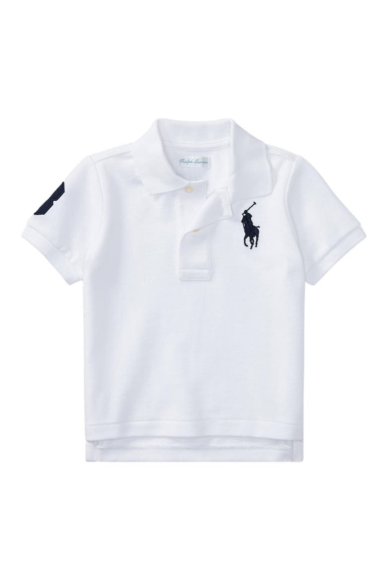 Mesh Sleeve Cotton Polo, Main, color, WHITE