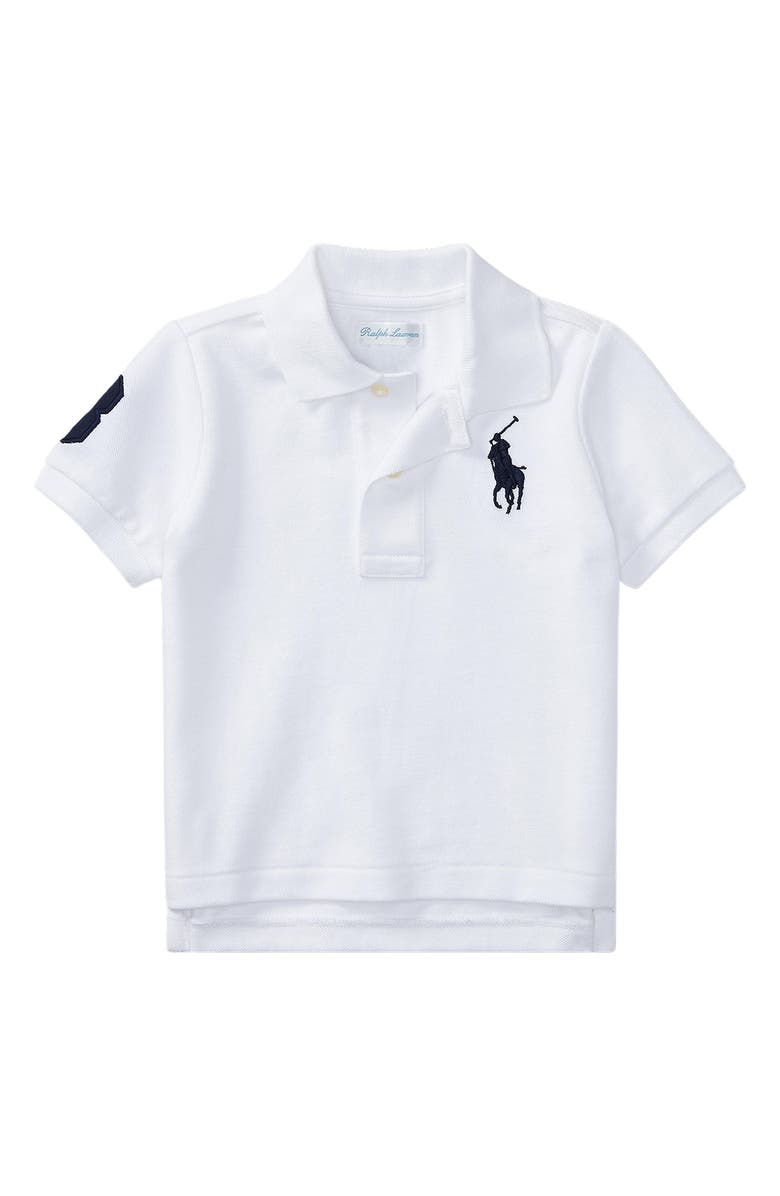 Ralph Lauren Mesh Sleeve Cotton Polo, Main, color, White