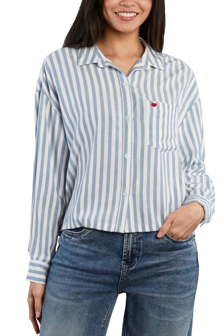 Boxy Stripe Heart Shirt, Main, color, BLUE POP STRIPE
