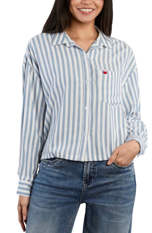 Billy T Boxy Stripe Heart Shirt In Blue Pop Stripe