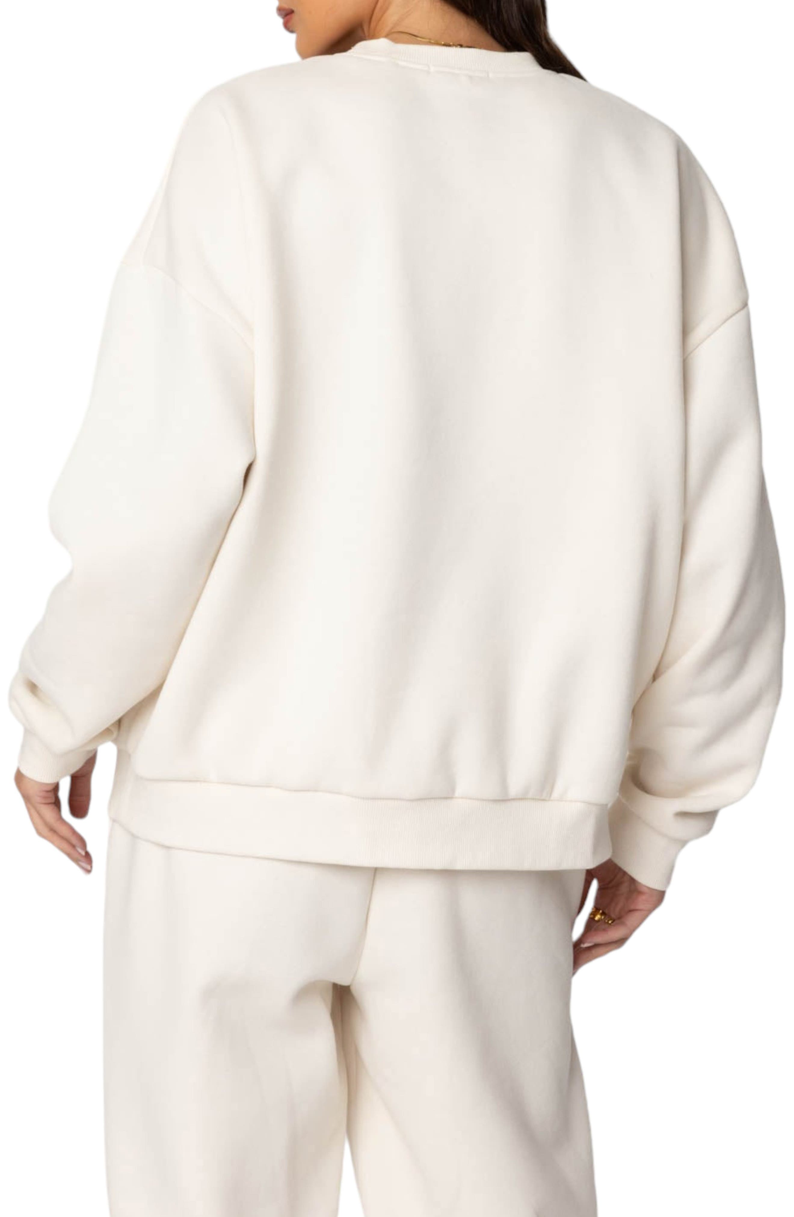 Babe Embroidered Oversize Fleece Sweatshirt - image 2