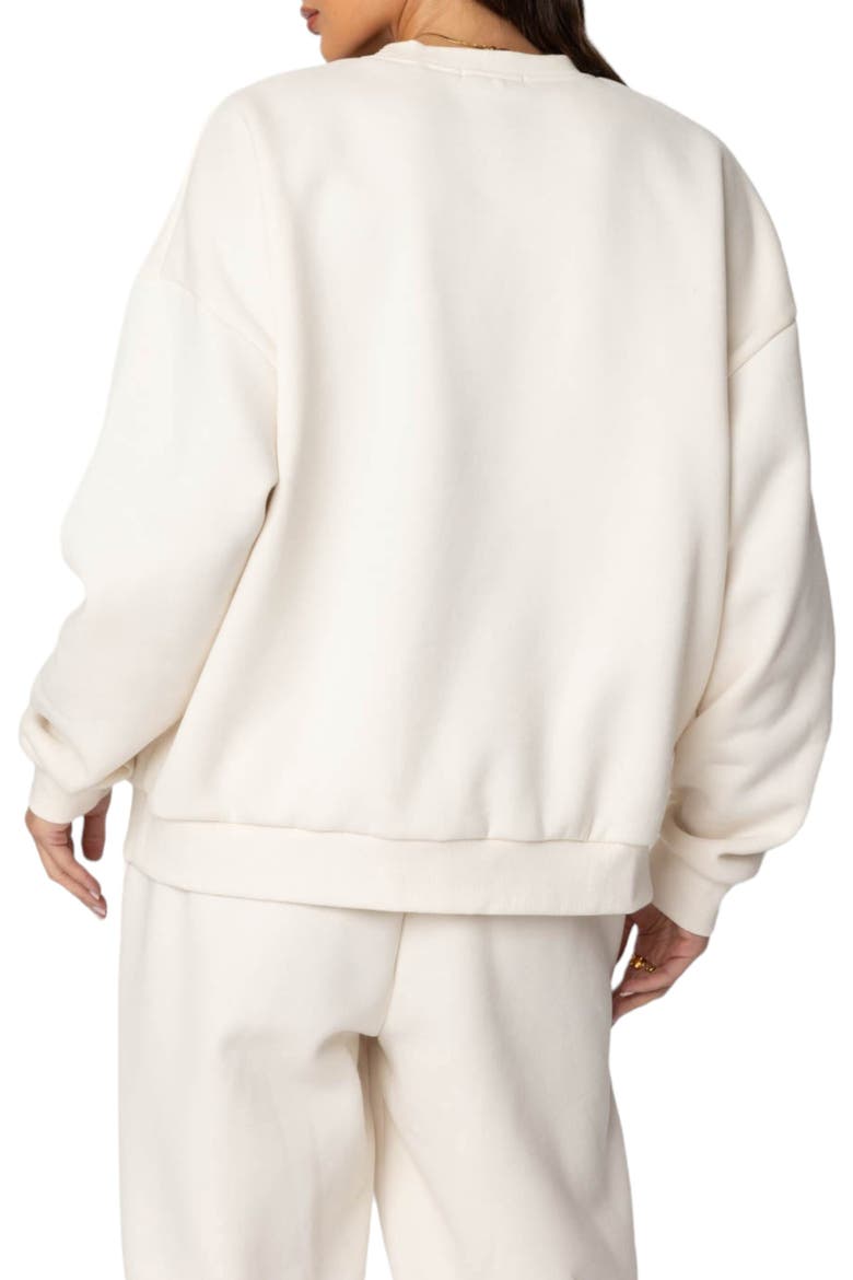 Babe Embroidered Oversize Fleece Sweatshirt, Alternate, color, CREAM