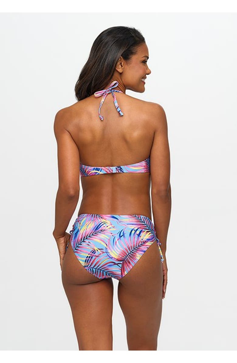 LASCANA Palm Print Mid Rise Bikini Bottom, Alternate, color, Blue-Printed