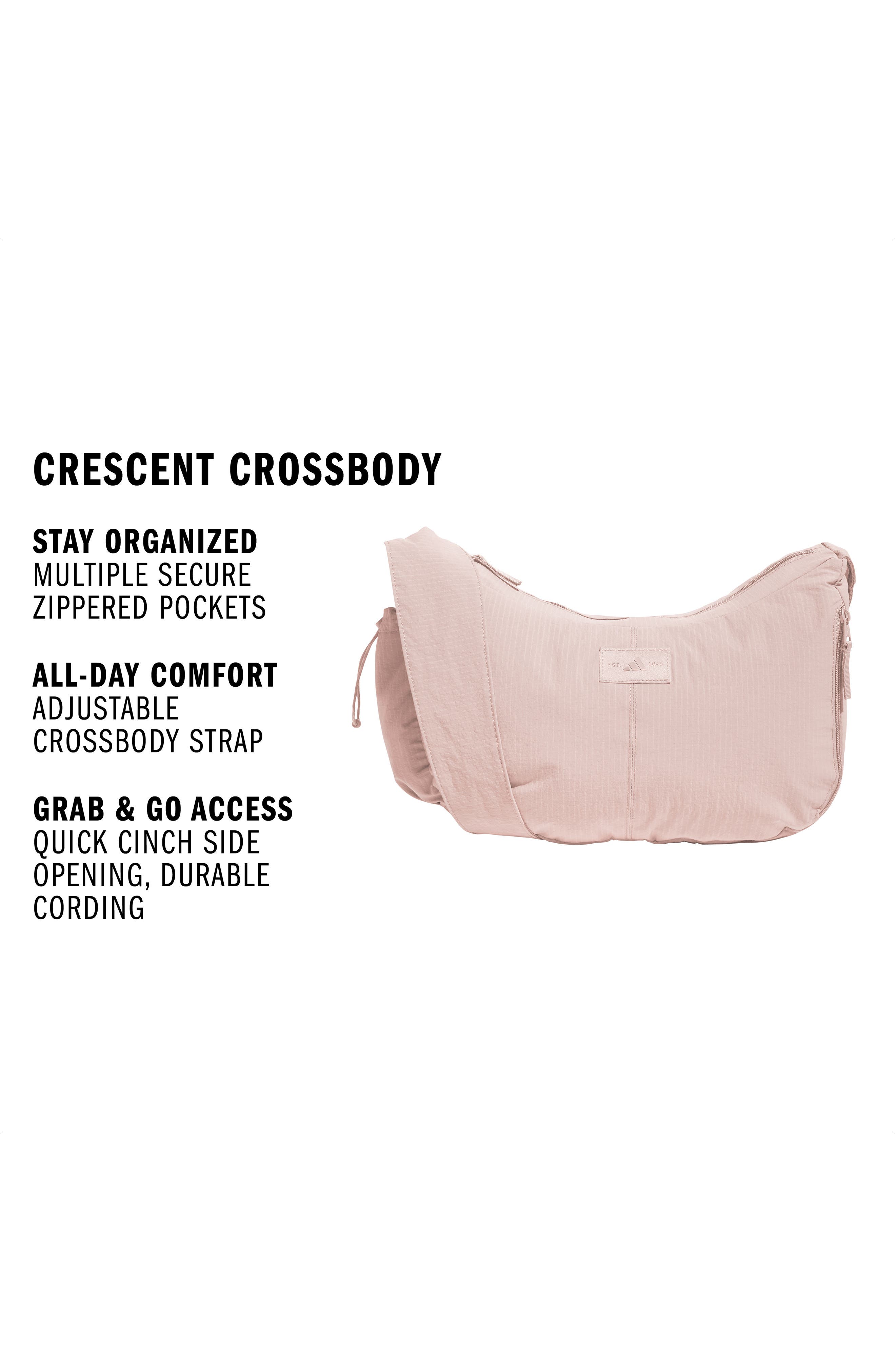 adidas Crescent Crossbody Bag, Alternate, color, Blush Pink