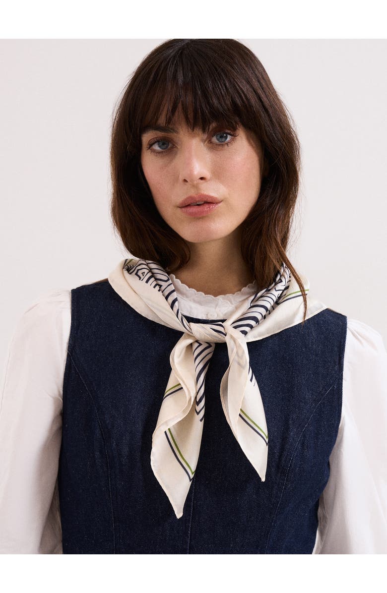 Phase Eight Printed Satin-Finish Scarf, Alternate, color, Cream